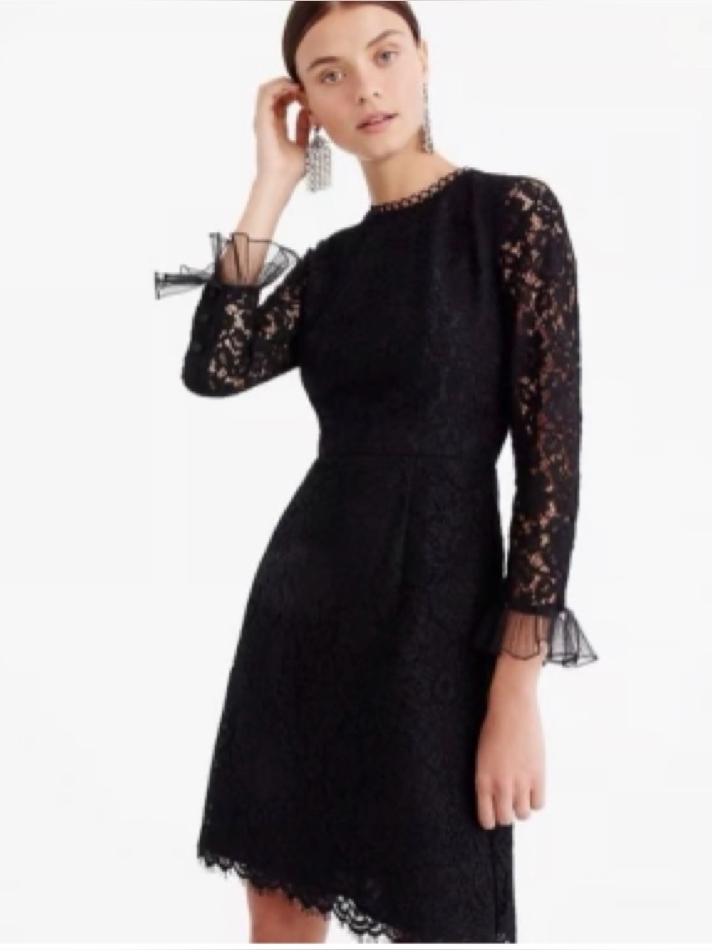 J. Crew Black Lace Dress with detailed sleeves